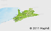 Physical Panoramic Map of Pedernales, single color outside