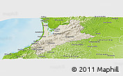Shaded Relief Panoramic Map of Pedernales, physical outside