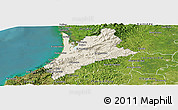 Shaded Relief Panoramic Map of Pedernales, satellite outside