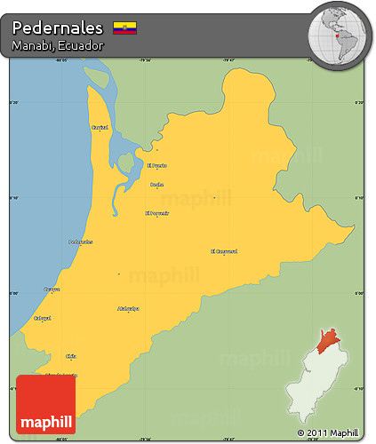Savanna Style Simple Map of Pedernales, single color outside