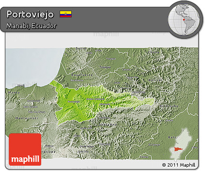 Physical 3D Map of Portoviejo, semi-desaturated