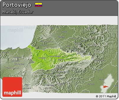 Physical 3D Map of Portoviejo, semi-desaturated