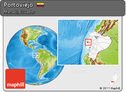 Physical Location Map of Portoviejo, highlighted country