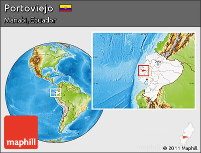 Physical Location Map of Portoviejo, highlighted country