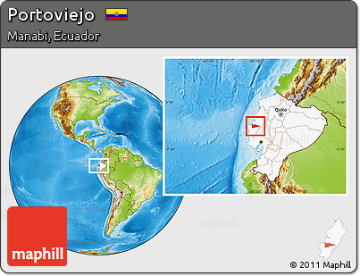 Physical Location Map of Portoviejo, highlighted country