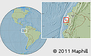 Savanna Style Location Map of Portoviejo, highlighted parent region, hill shading
