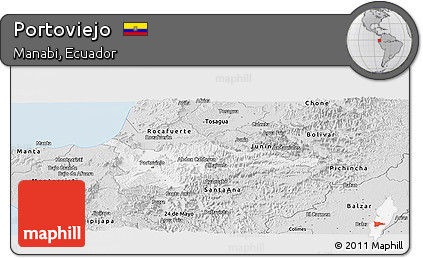 Silver Style Panoramic Map of Portoviejo