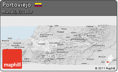 Silver Style Panoramic Map of Portoviejo