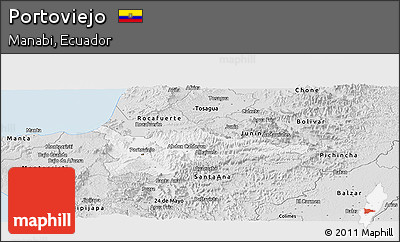 Silver Style Panoramic Map of Portoviejo