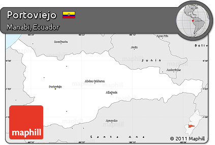 Silver Style Simple Map of Portoviejo