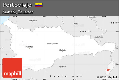 Silver Style Simple Map of Portoviejo