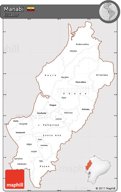 Classic Style Simple Map of Manabi, cropped outside