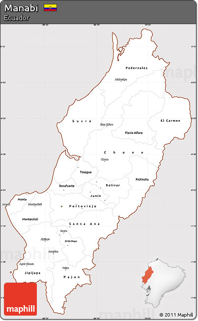 Classic Style Simple Map of Manabi, cropped outside