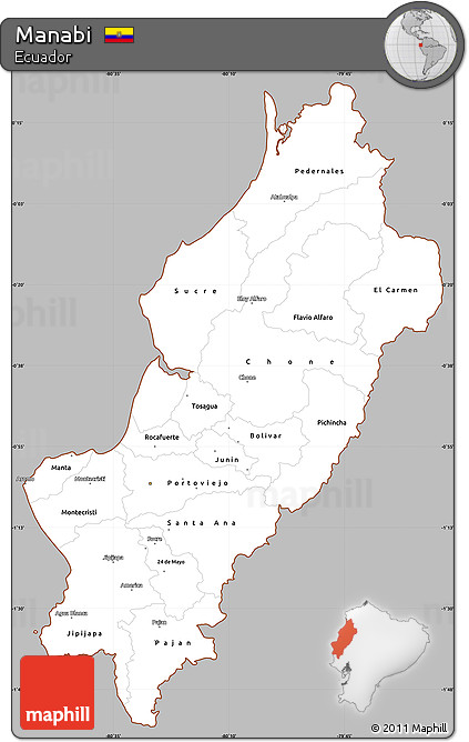 Gray Simple Map of Manabi, cropped outside