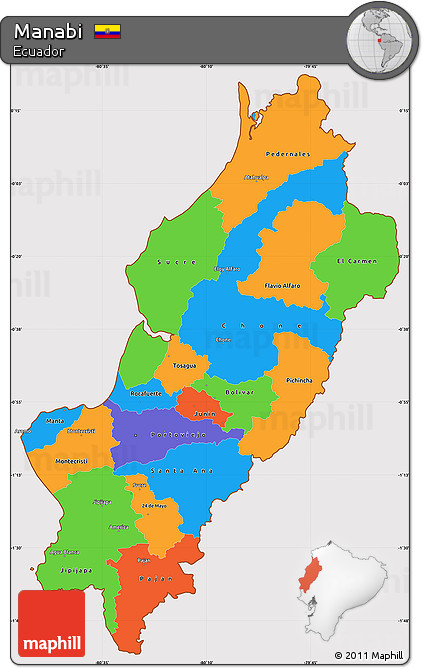 Political Simple Map of Manabi, cropped outside