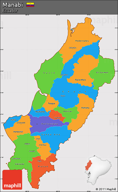 Political Simple Map of Manabi, cropped outside