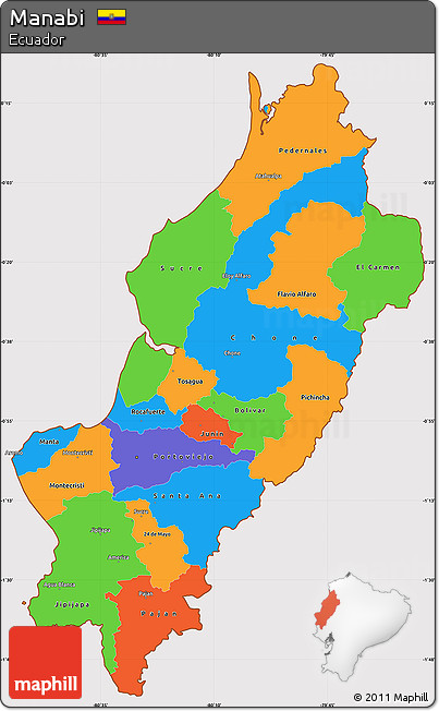 Political Simple Map of Manabi, cropped outside