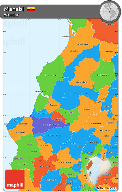 Political Simple Map of Manabi