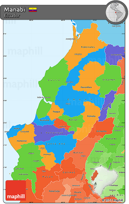 Political Simple Map of Manabi, political shades outside
