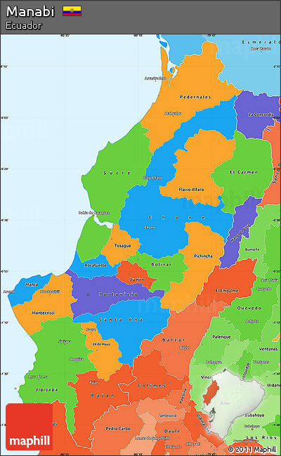 Political Simple Map of Manabi, political shades outside