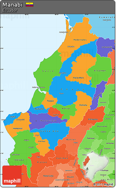 Political Simple Map of Manabi, political shades outside