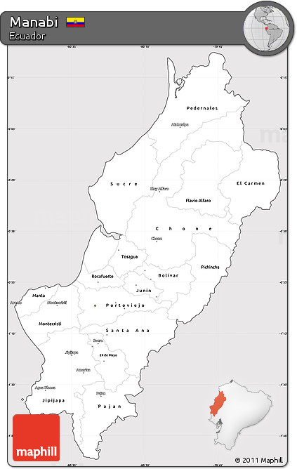 Silver Style Simple Map of Manabi, cropped outside