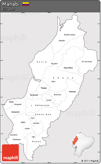 Silver Style Simple Map of Manabi, cropped outside