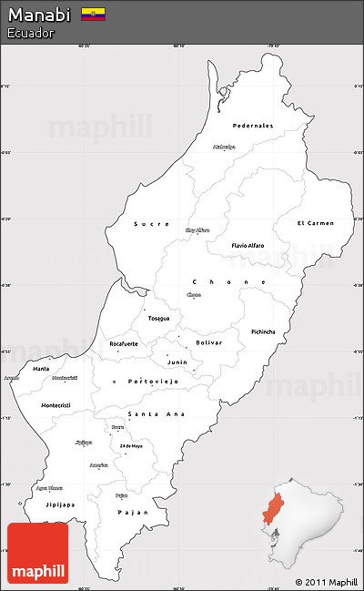 Silver Style Simple Map of Manabi, cropped outside