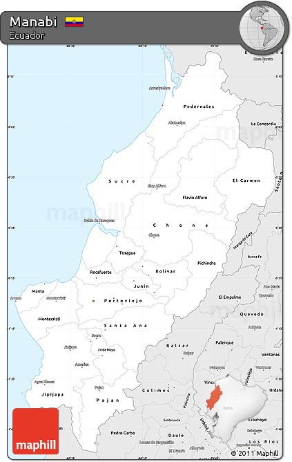 Silver Style Simple Map of Manabi