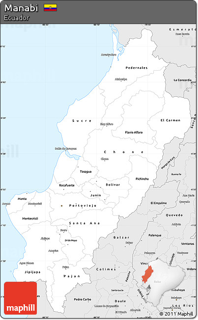Silver Style Simple Map of Manabi