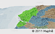 Political Panoramic Map of Sucre, semi-desaturated