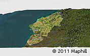 Satellite Panoramic Map of Sucre, darken
