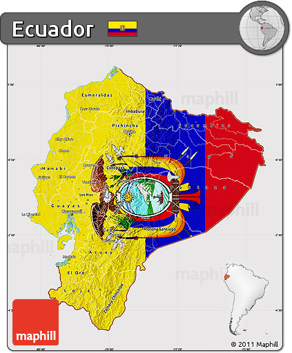 Flag Map of Ecuador, flag aligned to the middle