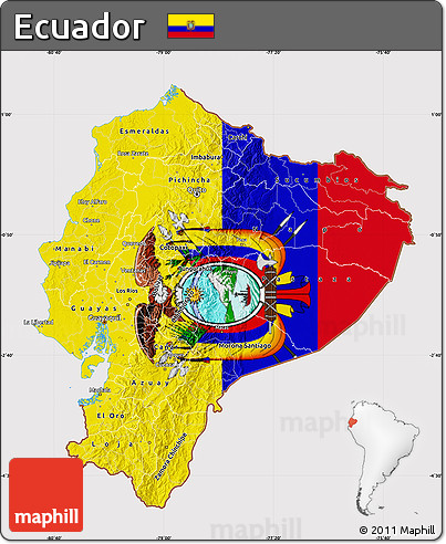 Flag Map of Ecuador, flag aligned to the middle