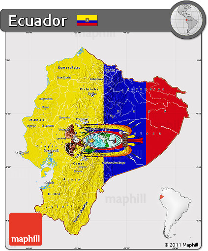 Flag Map of Ecuador, flag rotated