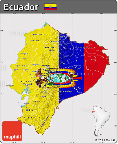 Flag Map of Ecuador, flag rotated
