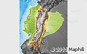 Physical Map of Ecuador, darken, desaturated, land only