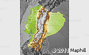 Physical Map of Ecuador, darken, desaturated