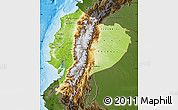Physical Map of Ecuador, darken, land only