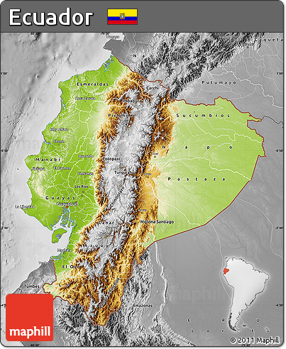 Physical Map of Ecuador, desaturated