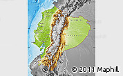 Physical Map of Ecuador, desaturated, land only
