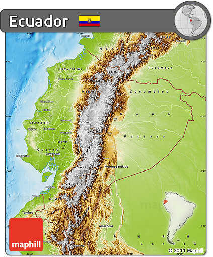 Physical Map of Ecuador