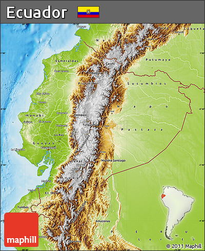 Physical Map of Ecuador