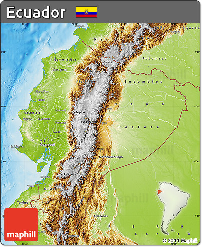 Physical Map of Ecuador