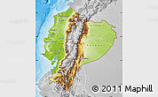 Physical Map of Ecuador, lighten, desaturated, land only