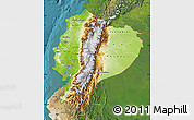 Physical Map of Ecuador, satellite outside