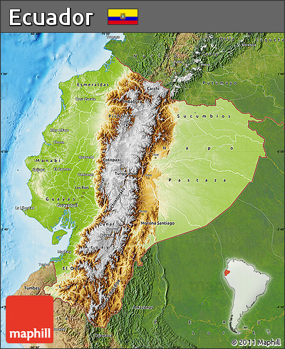 Physical Map of Ecuador, satellite outside, shaded relief sea