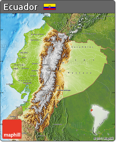 Physical Map of Ecuador, satellite outside, shaded relief sea
