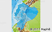 Political Shades Map of Ecuador, physical outside