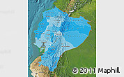 Political Shades Map of Ecuador, satellite outside